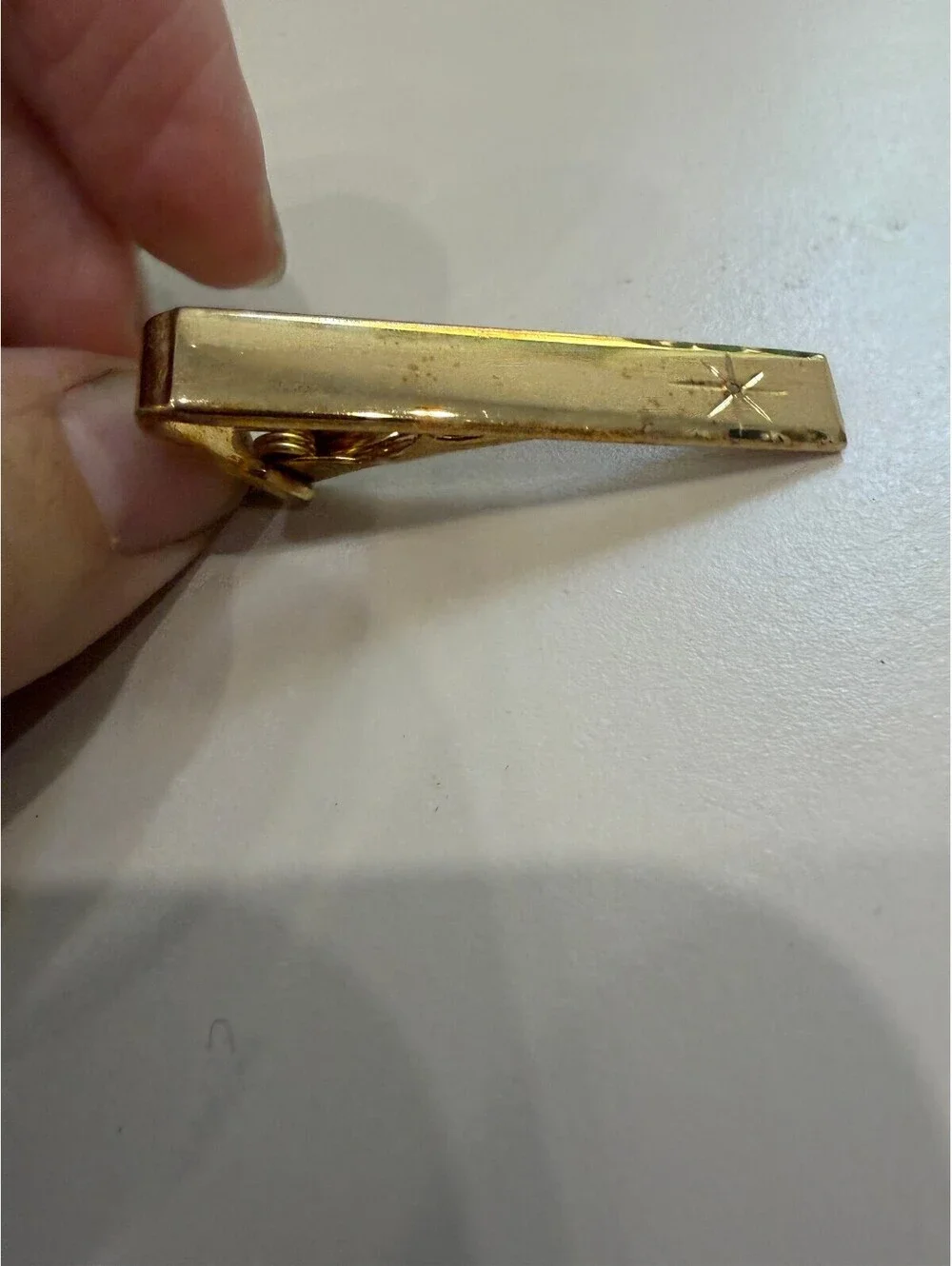 Gold Tone Non-Precious Metal Tie Clip with Star Detail